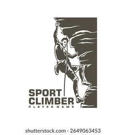 Vetor de design do logotipo do escalador de rocha. Ilustração de modelo de escalada de silhueta. Símbolo de ícone