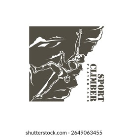 Rock Climber logo design vector. Silhouette Climber Template Illustration. Icon Symbol
