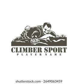 Vetor de design do logotipo do escalador de rocha. Ilustração de modelo de escalada de silhueta. Símbolo de ícone