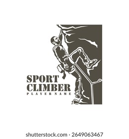 Vetor de design do logotipo do escalador de rocha. Ilustração de modelo de escalada de silhueta. Símbolo de ícone