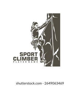 Rock Climber logo design vector. Silhouette Climber Template Illustration. Icon Symbol