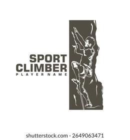 Vetor de design do logotipo do escalador de rocha. Ilustração de modelo de escalada de silhueta. Símbolo de ícone