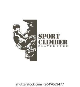 Vetor de design do logotipo do escalador de rocha. Ilustração de modelo de escalada de silhueta. Símbolo de ícone
