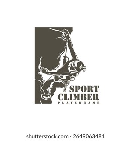 Vetor de design do logotipo do escalador de rocha. Ilustração de modelo de escalada de silhueta. Símbolo de ícone