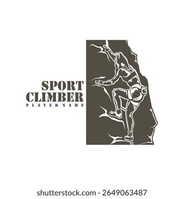 Vetor de design do logotipo do escalador de rocha. Ilustração de modelo de escalada de silhueta. Símbolo de ícone