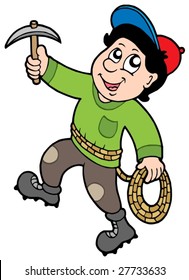 Rock climber on white background - vector illustration.