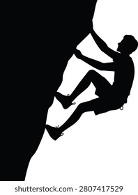 Rock climber scaling a cliff face vector illustration