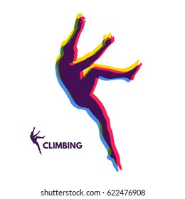 Rock climber silhouettes. Bouldering sport. Vector illustration for design.