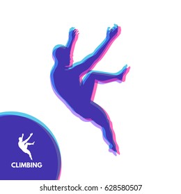 Rock climber silhouettes. Bouldering sport. Vector illustration for design. 