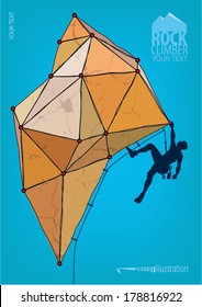 Rock climber. Template for design poster