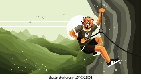 Rock Climber Vector Graphics Illustration 