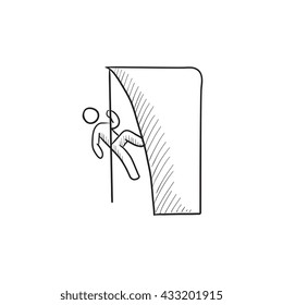 Rock climber vector sketch icon isolated on background. Hand drawn Rock climber icon. Rock climber sketch icon for infographic, website or app.