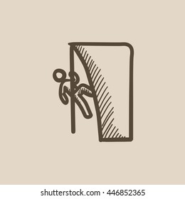 Rock climber vector sketch icon isolated on background. Hand drawn Rock climber icon. Rock climber sketch icon for infographic, website or app.