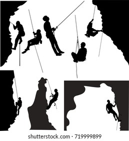 Rock climbers collection silhouette  - vector