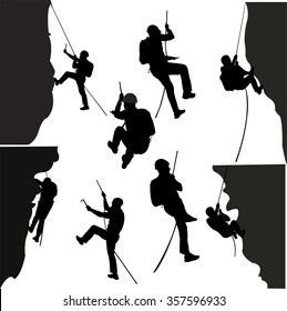 Rock Climbers Collection Silhouette Vector Stock Vector (Royalty Free ...