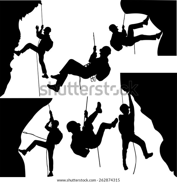 Rock Climbers Silhouette Collection Vector Stock Vector (Royalty Free ...