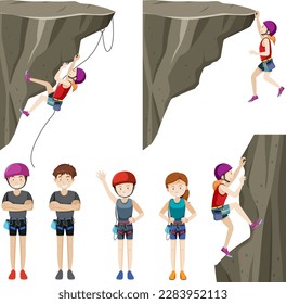 Rock Climbing Adventure Vector Set illustration
