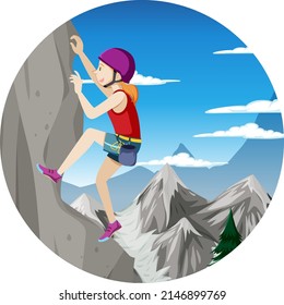 Rock climbing badge isolated illustration