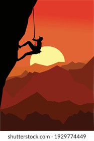 Rock Climbing boy. Bouldering sport. Graphic Design Editable For Your Design. Vector Illustration
