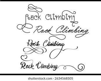 Logotipo de escalada de rocha - Vintage esportes tipografia Emblema Design, Elegante Rock Escalada Logo em caligrafia