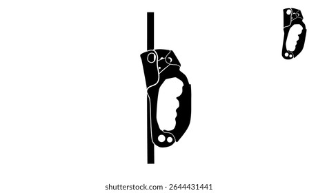 Rock Climbing Caving Rescue Gear, black isolated silhouette