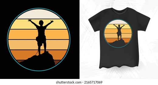 Rock Climbing Climber Gift Funny Retro Vintage Rock Climbing T-shirt Design