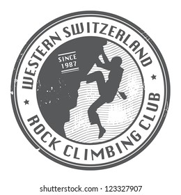 Rock climbing club stamp, vector illustration