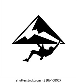 Vector del logo de diseño de escalada de rocas