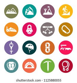 Rock climbing equipment icons