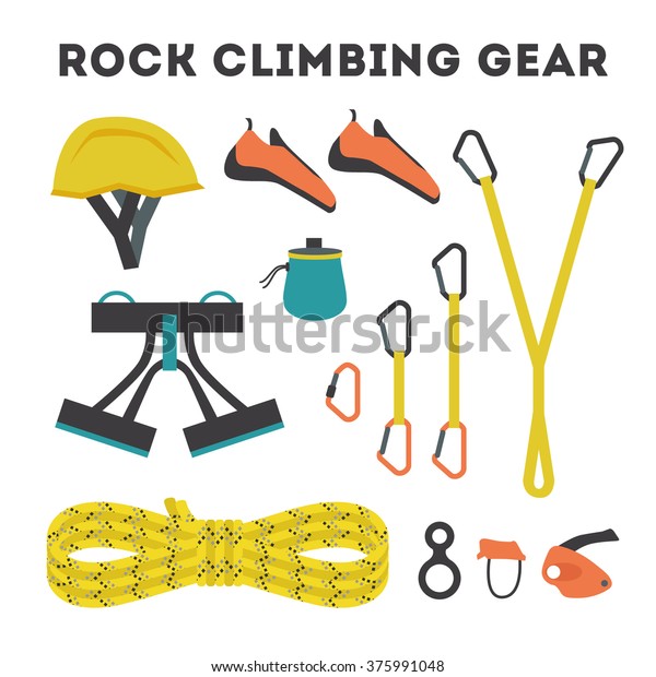 Rock Climbing Equipment Vector Illustration Lettering Stock Vector ...