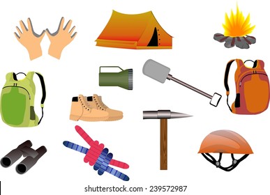 Rock climbing equipments set