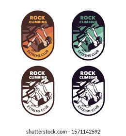 rock climbing extreme club. badge, logo sign patch design