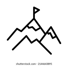 Rock climbing flat line icon. Alpinism, mountaineering, hiking equipment. Outline sign for mobile concept and web design, store.