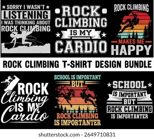 Projeto gráfico de escalada de rocha para amante de escalada de rocha. Rock Escalada t-shirt design Bundle. Ratro vintage t-shirt design. 