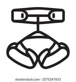 Rock climbing harness icon. Editable line icon. Vector illustration