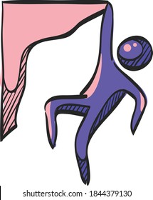 Rock climbing icon in color drawing. Extreme sport adventure thrill adrenaline vertical free
