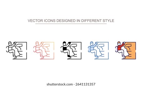Rock Climbing icon design with white background stock illustration