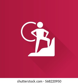 Rock climbing icon in Metro user interface color style. Sport adventure mountain