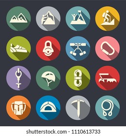 Rock climbing icon set