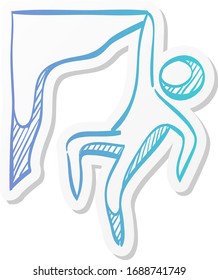Rock climbing icon in sticker color style. Extreme sport adventure thrill adrenaline vertical free