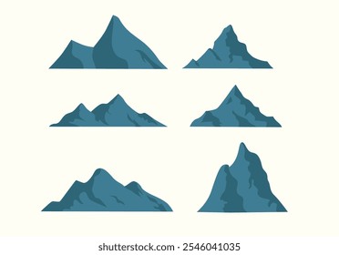 Ícone de escalada de rocha Vetor Imagens Ícones planos de montanha azul sobre fundo branco 