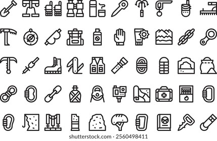 Rock climbing icons High-Quality Vector Icons Collection with Editable Stroke. Ideal for Professional and Creative Projects.