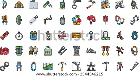 Rock climbing icons High-Quality Vector Icons Collection with Editable Stroke. Ideal for Professional and Creative Projects.