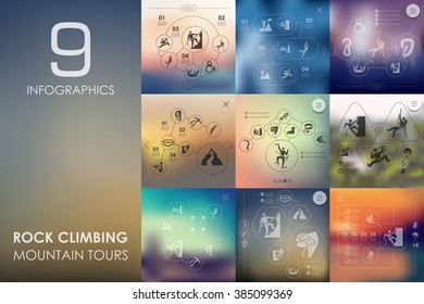 rock climbing infographic with unfocused background