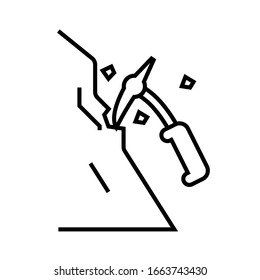 Felskletterlinie Symbol, Concept-Schild, Umriss-Vektorillustration, Linearsymbol.