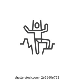 Rock Climbing line icon. linear style sign for mobile concept and web design. Climber on rock outline vector icon. Symbol, logo illustration. Vector graphics