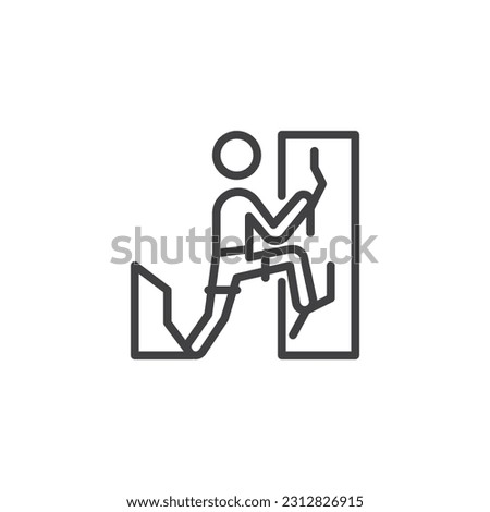 Rock climbing line icon. linear style sign for mobile concept and web design. Man climb to mountain outline vector icon. Symbol, logo illustration. Vector graphics
