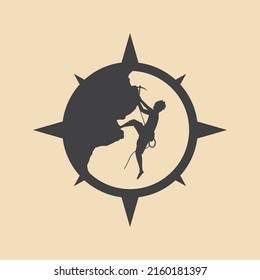 Rock climbing logo vector flat design template