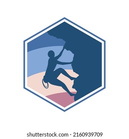 Rock climbing logo vector flat design template