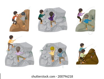 Rock Climbing People - Isolated On White Background - Vector Illustration, Graphic Design Editable For Your Design
